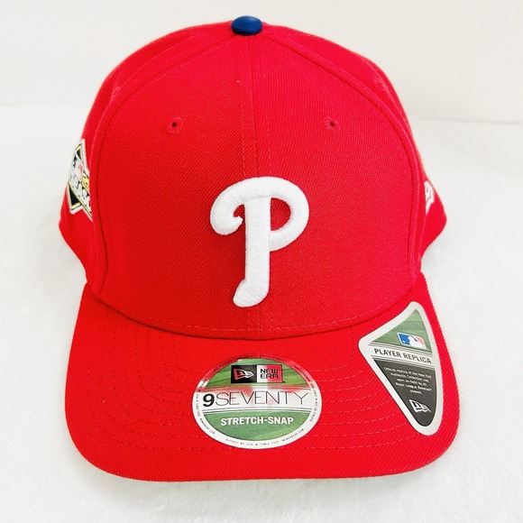 New Era Philadelphia Phillies Postseason 9SEVENTY Stretch Snap Hat Cap Red - Picture 2 of 6
